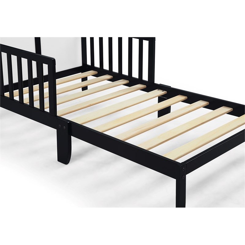 Olive & Opie Birdie Contemporary Wood Toddler Bed in Black and White