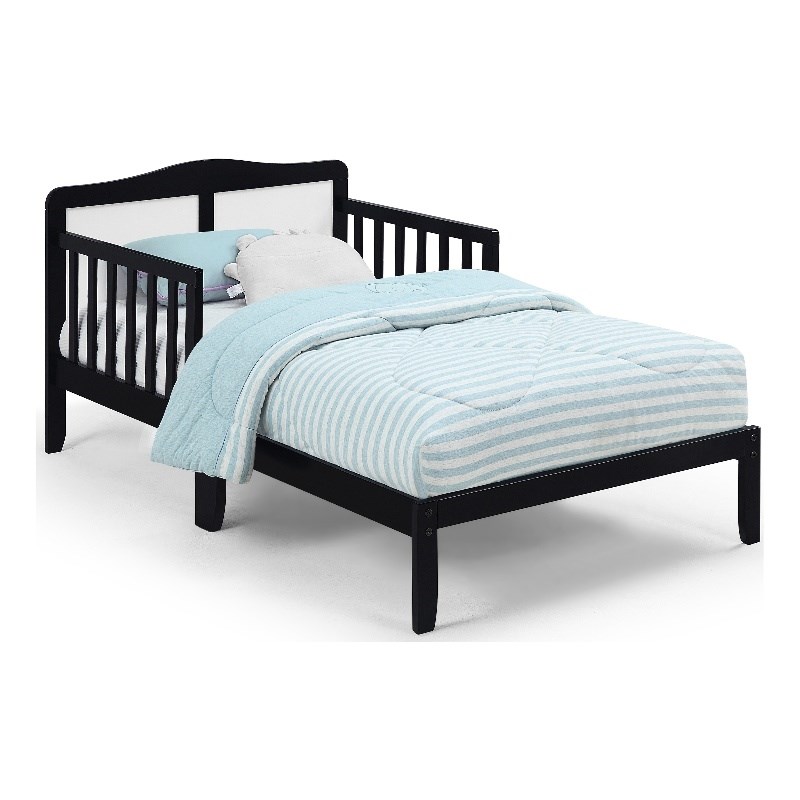 Olive & Opie Birdie Contemporary Wood Toddler Bed in Black and White