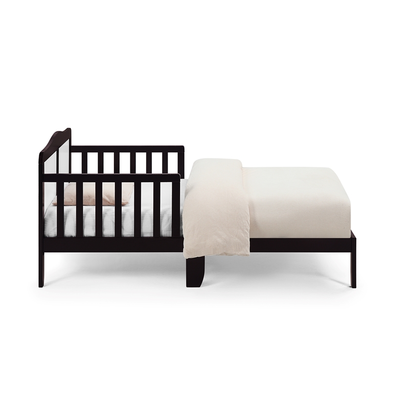 Olive & Opie Birdie Contemporary Wood Toddler Bed in Espresso and White
