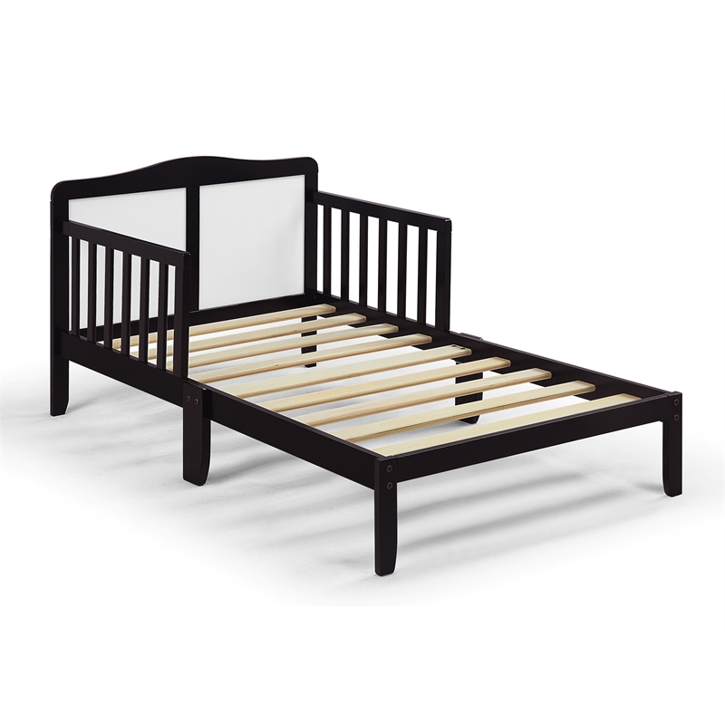 Olive & Opie Birdie Contemporary Wood Toddler Bed in Espresso and White