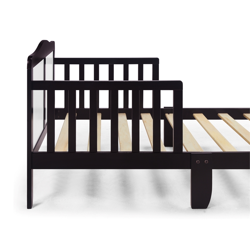 Olive & Opie Birdie Contemporary Wood Toddler Bed in Espresso and White
