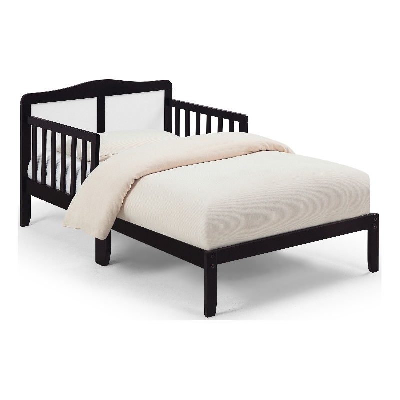 Olive & Opie Birdie Contemporary Wood Toddler Bed in Espresso and White