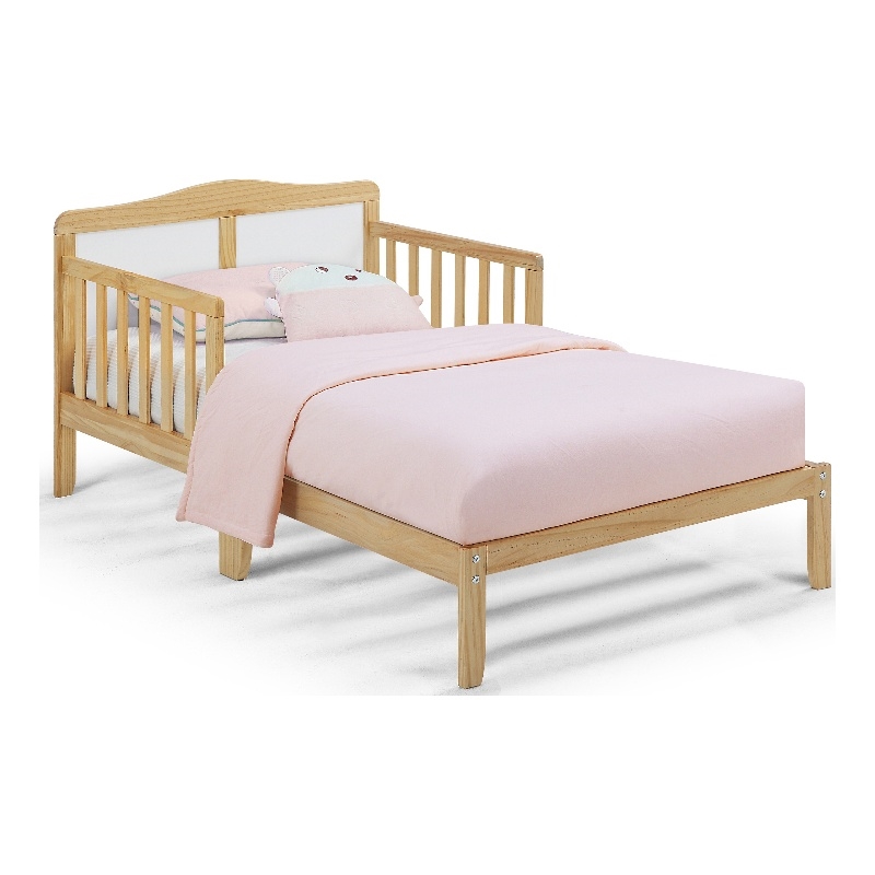 Olive & Opie Birdie Contemporary Wood Toddler Bed in Natural and White