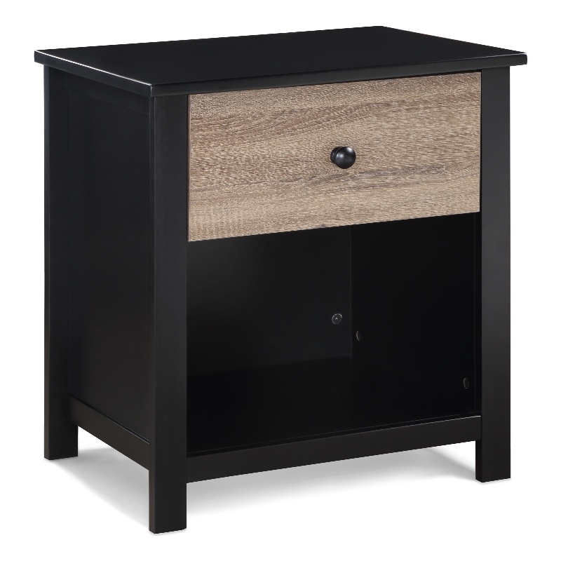 Olive & Opie Connelly Wood Nightstand in Black and Vintage Walnut