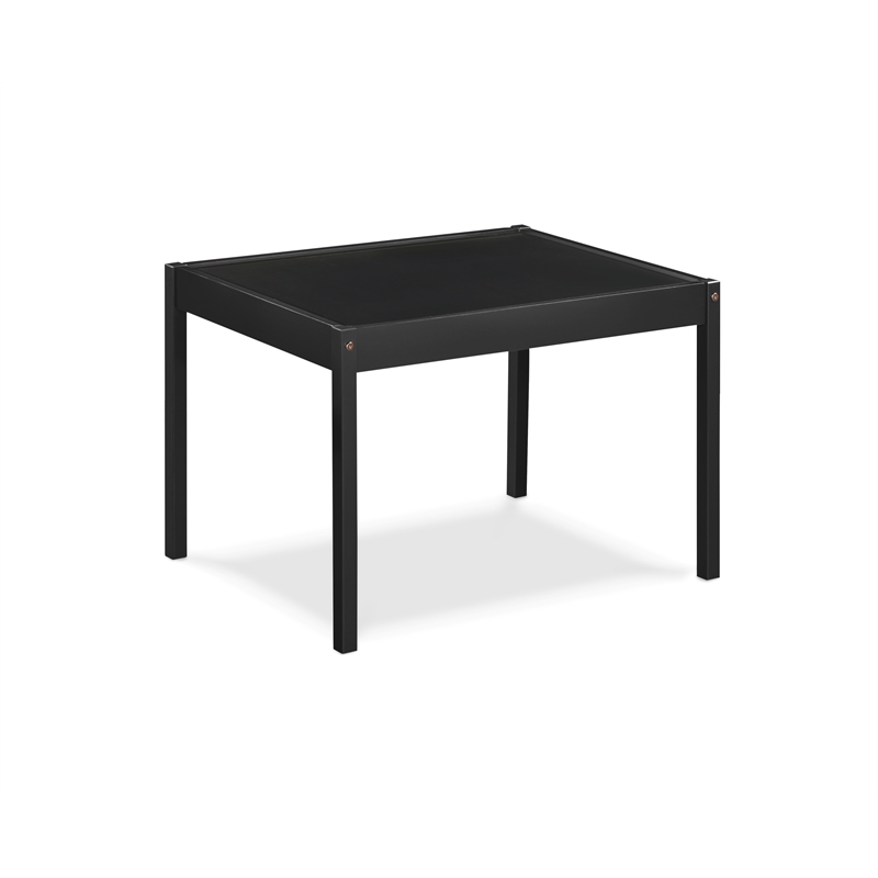 Olive & Opie Della 3-Piece Traditional Wood Kids Table & Chair Set in Black