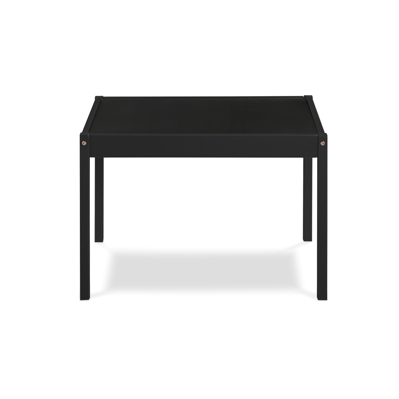 Olive & Opie Della 3-Piece Traditional Wood Kids Table & Chair Set in Black
