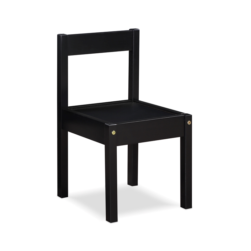 Olive & Opie Della 3-Piece Traditional Wood Kids Table & Chair Set in Black