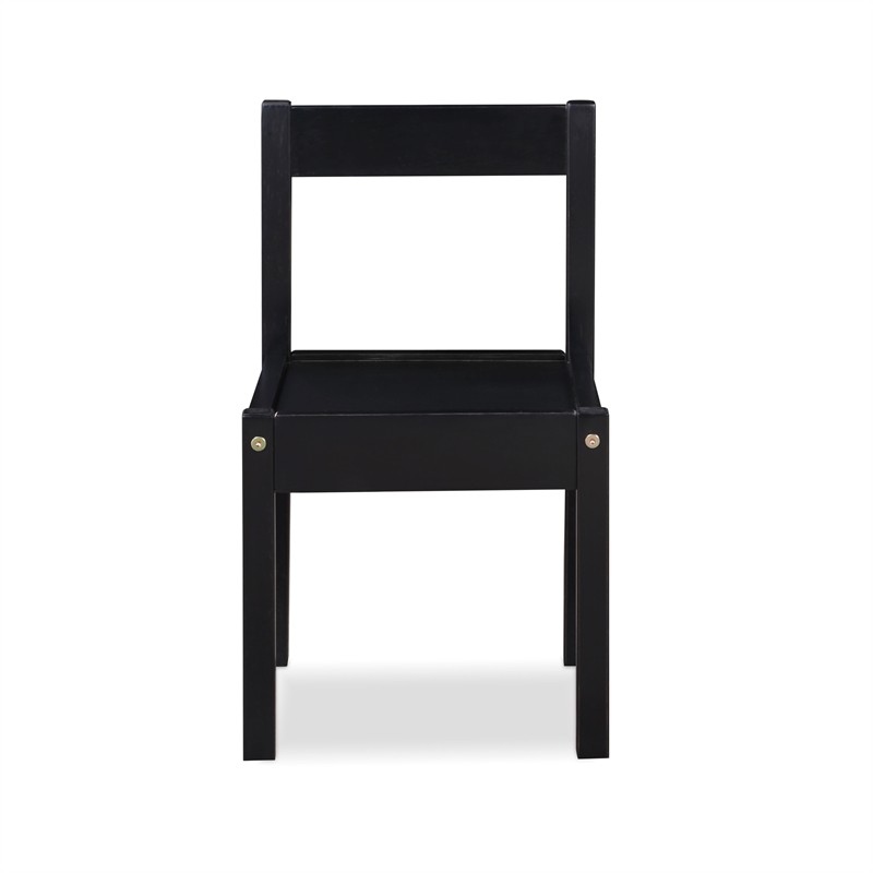 Olive & Opie Della 3-Piece Traditional Wood Kids Table & Chair Set in Black