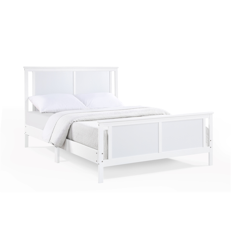 Olive & Opie Connelly Wood Reversible Panel Full Bed in White/Rockport Gray