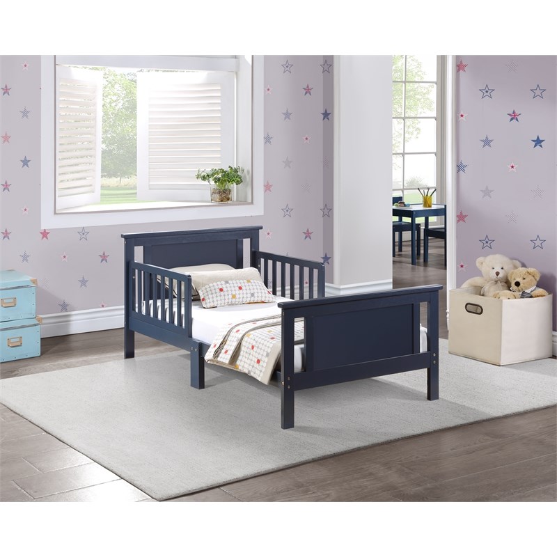 Olive & Opie Connelly Wood Reversible Panel Toddler Bed in Midnight Blue