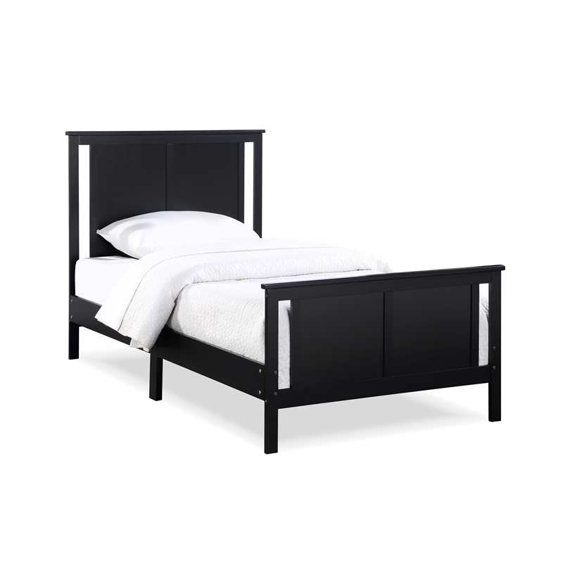 Olive & Opie Connelly Wood Reversible Panel Twin Bed in Black/Vintage Walnut