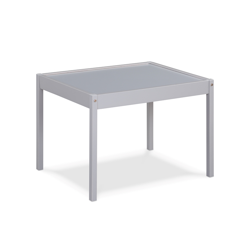 Olive & Opie Della 3-Piece Traditional Wood Kids Table & Chair Set in Gray