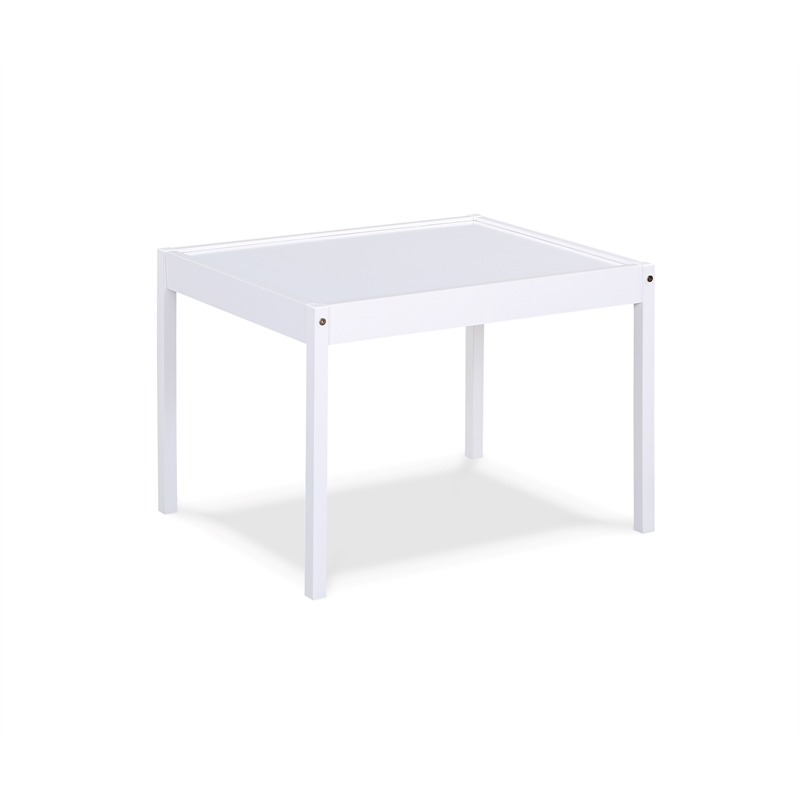 Olive & Opie Della 3-Piece Traditional Wood Kids Table & Chair Set in White