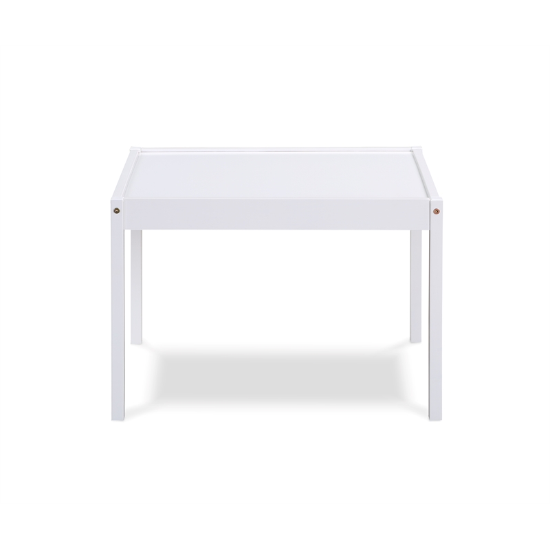 Olive & Opie Della 3-Piece Traditional Wood Kids Table & Chair Set in White