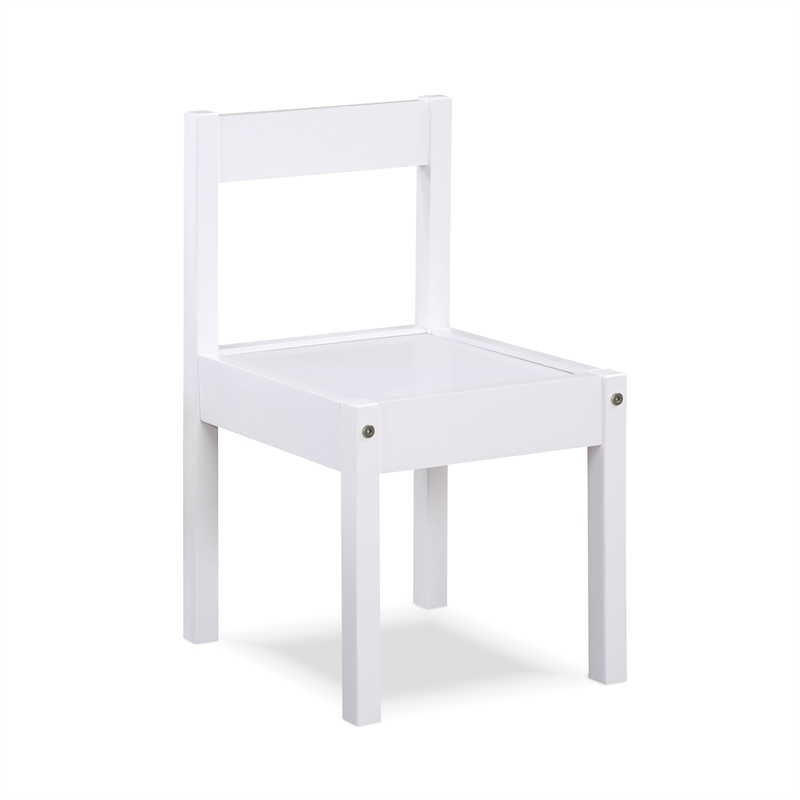 Olive & Opie Della 3-Piece Traditional Wood Kids Table & Chair Set in White