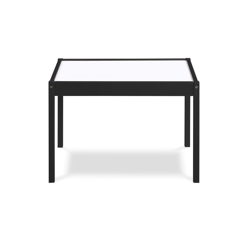 Olive & Opie Gibson 3-Piece Wood Dry Erase Kids Table & Chair Set in Black