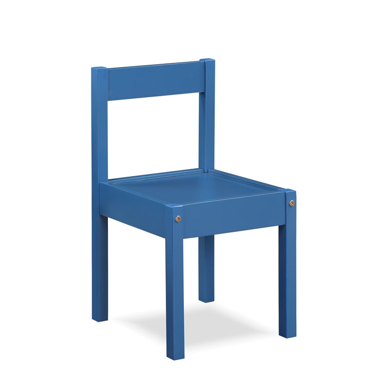 Olive & Opie Gibson 3-Piece Wood Dry Erase Kids Table & Chair Set in Dark Blue