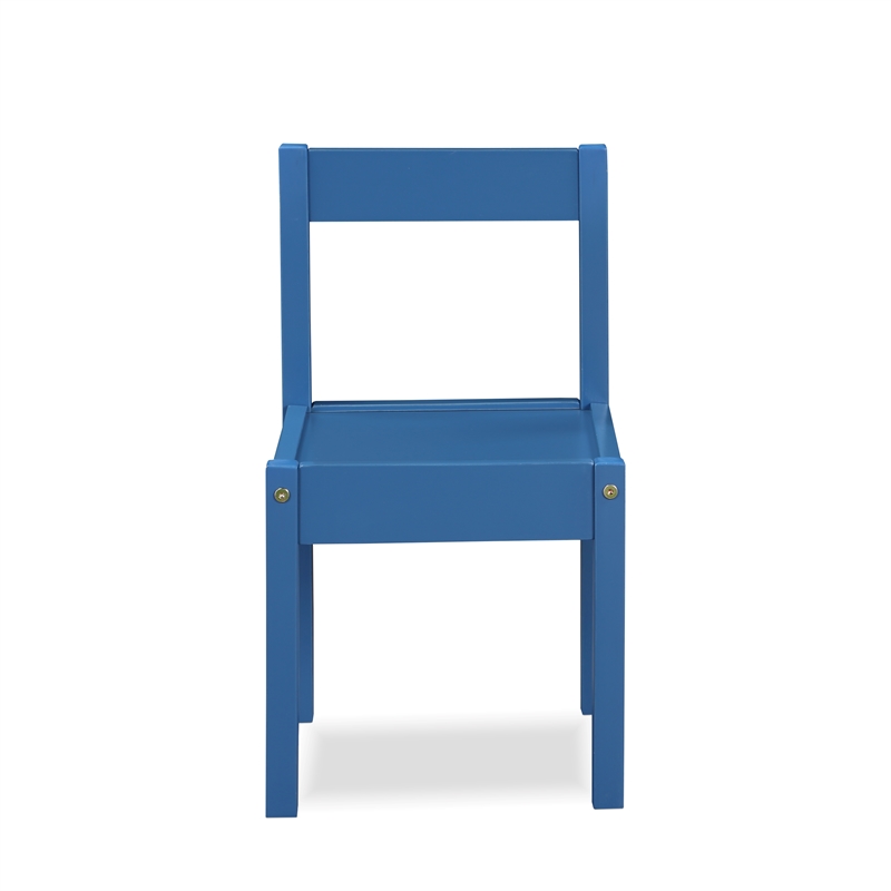 Olive & Opie Gibson 3-Piece Wood Dry Erase Kids Table & Chair Set in Dark Blue