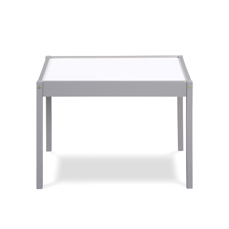 Olive & Opie Gibson 3-Piece Wood Dry Erase Kids Table & Chair Set in Gray