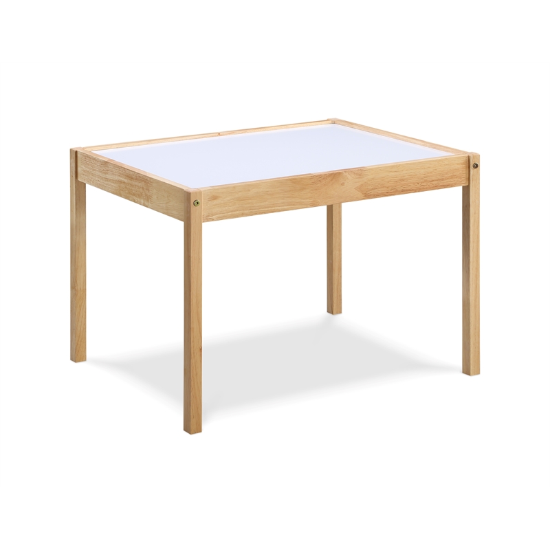 Olive & Opie Gibson 3-Piece Wood Dry Erase Kids Table & Chair Set in Natural