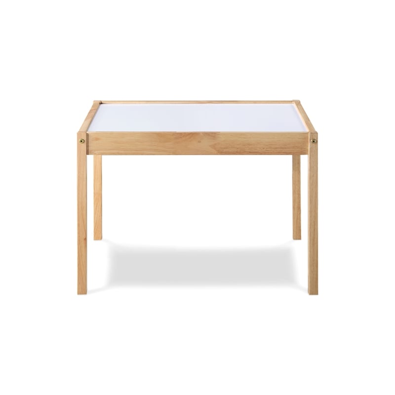 Olive & Opie Gibson 3-Piece Wood Dry Erase Kids Table & Chair Set in Natural