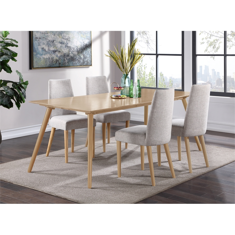 Olive & Opie Taylor Traditional Wood and Fabric Chair in Natural and Gray