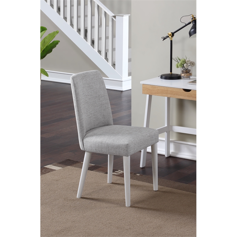 Olive & Opie Taylor Traditional Wood and Fabric Chair in White and Gray