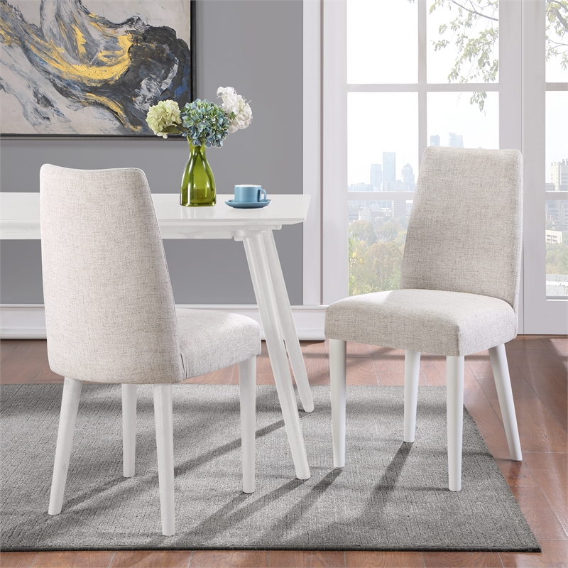 Olive & Opie Taylor Traditional Wood and Fabric Chair in White and Gray