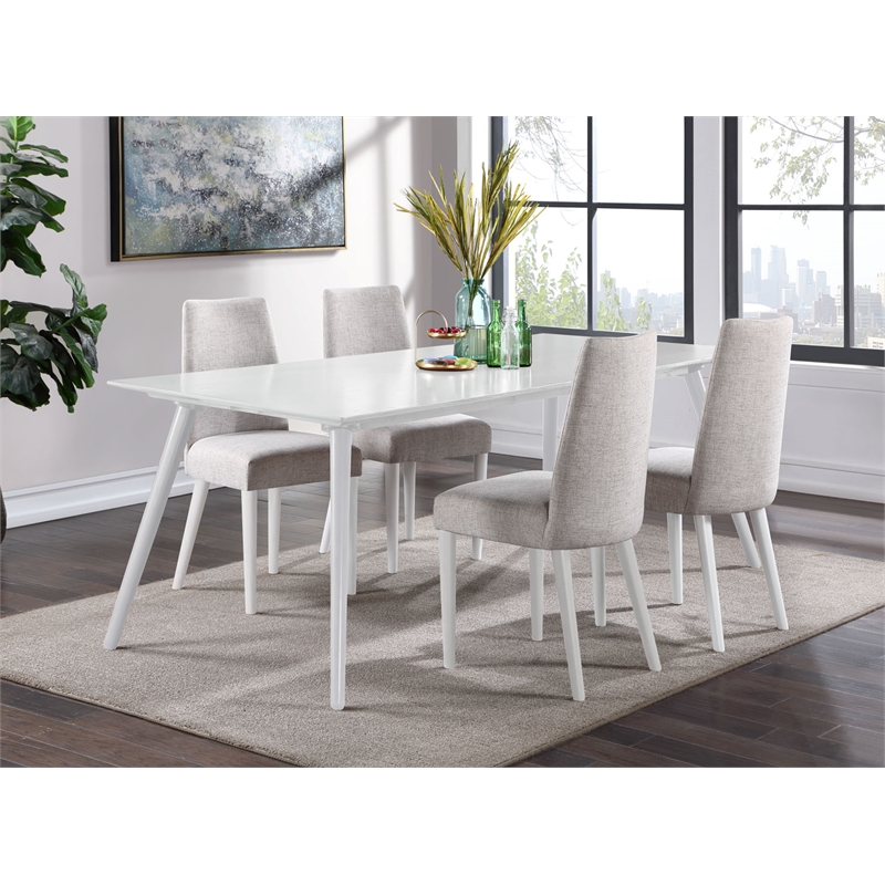 Olive & Opie Taylor Traditional Wood and Fabric Chair in White and Gray