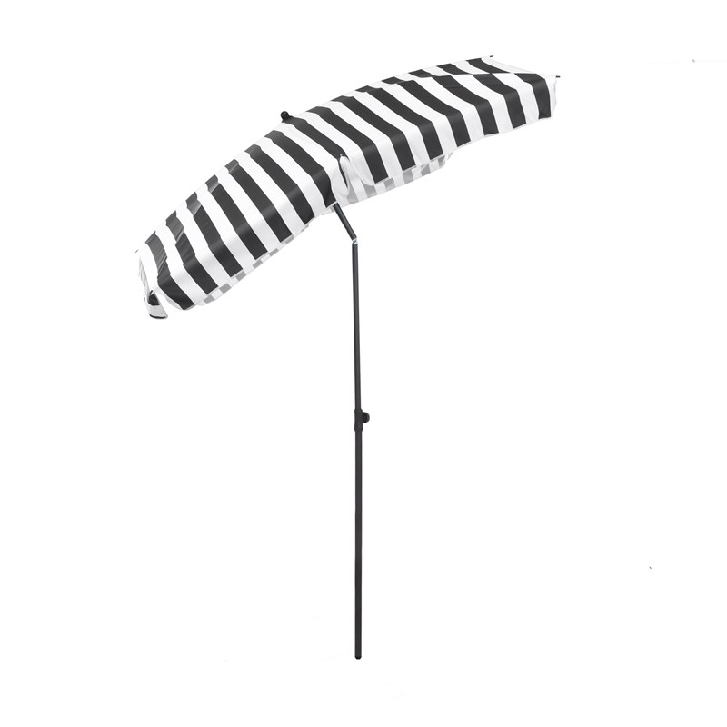 Greemotion Sleek 7.5' Adjustable Steel Black and White Fabric Patio Umbrella