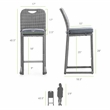 Greemotion Cyprus Stainless Steel Gray Outdoor Bar Height Dining Stools Set of 6