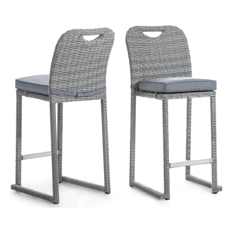 Greemotion Cyprus Stainless Steel Gray Outdoor Bar Height Dining Stools Set of 6