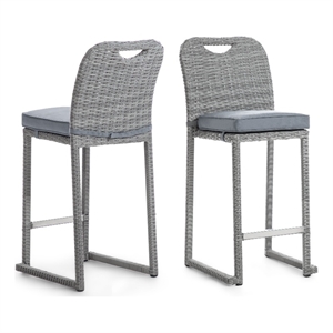 Greemotion Cyprus Stainless Steel Gray Outdoor Bar Height Dining Stools Set of 6