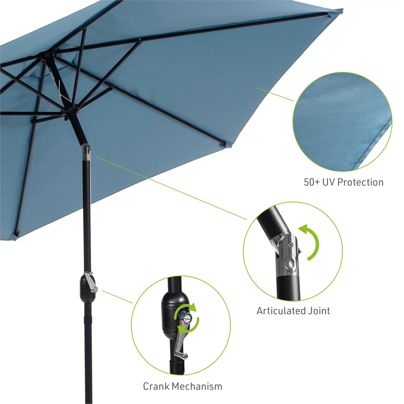 Greemotion Halo 9Ft Blue Adjustable Articulated Tilting Fabric Patio Umbrella