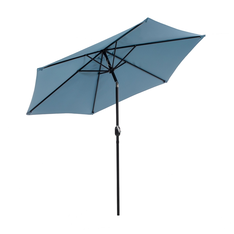 Greemotion Halo 9Ft Blue Adjustable Articulated Tilting Fabric Patio Umbrella