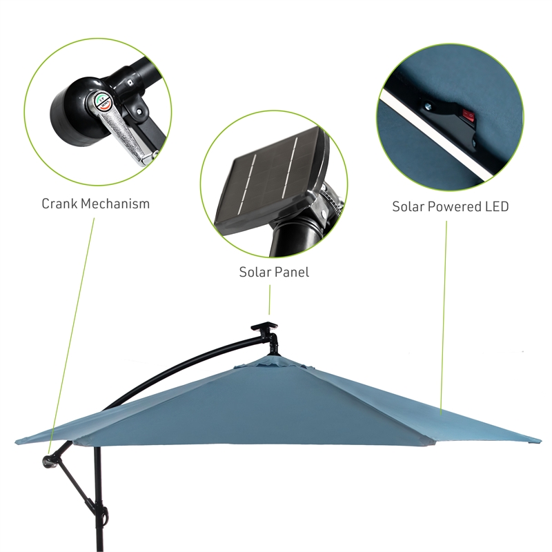 Greemotion Glam 10Ft Blue Cantilever Fabric Outdoor Patio Umbrella