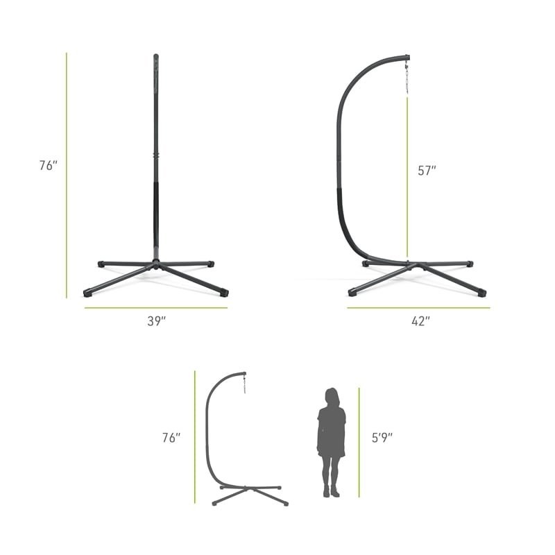 Greemotion Wave Hanging Metal C-Stand for Swing Chair in Black