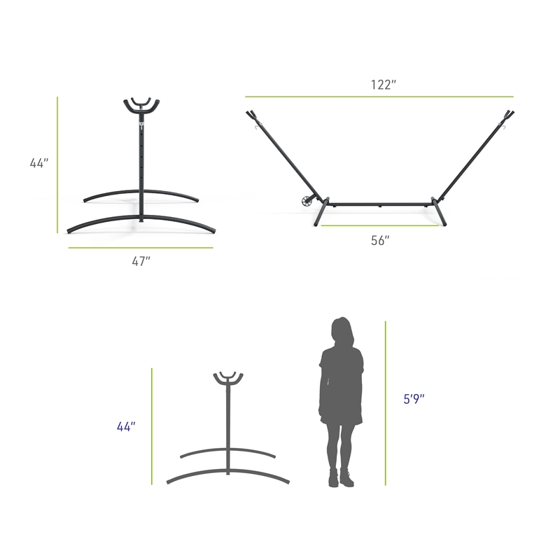 Greemotion Haley Outdoor Heavy Duty Metal Hammock Stand in Black