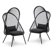Greemotion Alverta 2-Piece Black Outdoor Fabric Mesh Foldable Chair