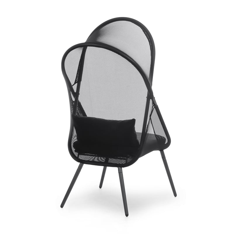 Greemotion Alverta 2-Piece Black Outdoor Fabric Mesh Foldable Chair