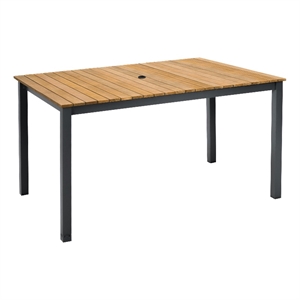 Greemotion Mackay 35.5&quotW Outdoor Patio Teak Wood Dining Table in Natural