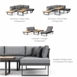 Greemotion San Jose Modular Teak Solid Wood Sectional Sofa in Gunmetal/Natural