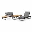 Greemotion San Jose Modular Teak Solid Wood Sectional Sofa in Gunmetal/Natural