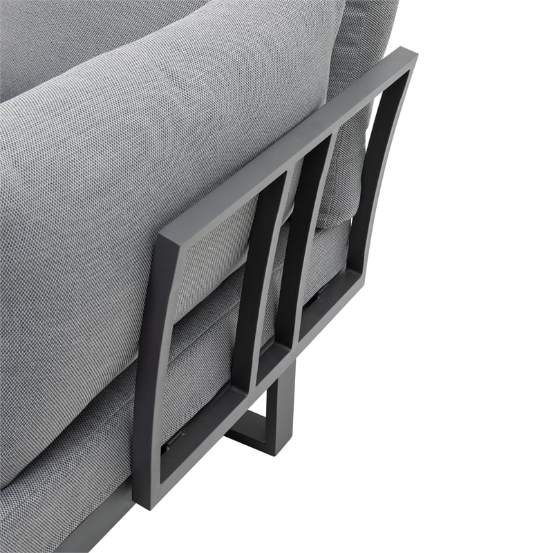 Greemotion Samara Modular Teak Solid Wood Sectional Sofa in Natural/Gunmetal