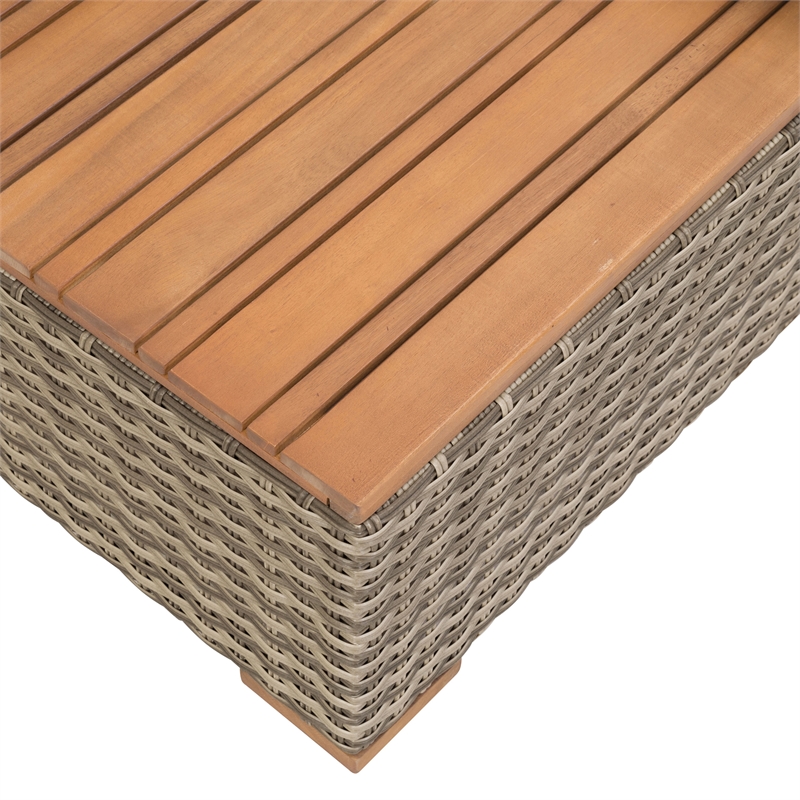 Greemotion Bahia Tobago Solid Teak Wood Outdoor Modular Daybed in Brown/Natural