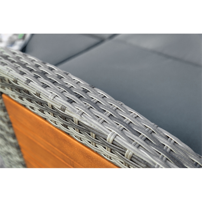 Greemotion Bahia Tobago Solid Teak Wood Outdoor Modular Daybed in Gray/Natural