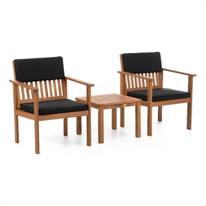 Greemotion Noto 3-Piece Outdoor Acacia Wood Bistro Set in Natural