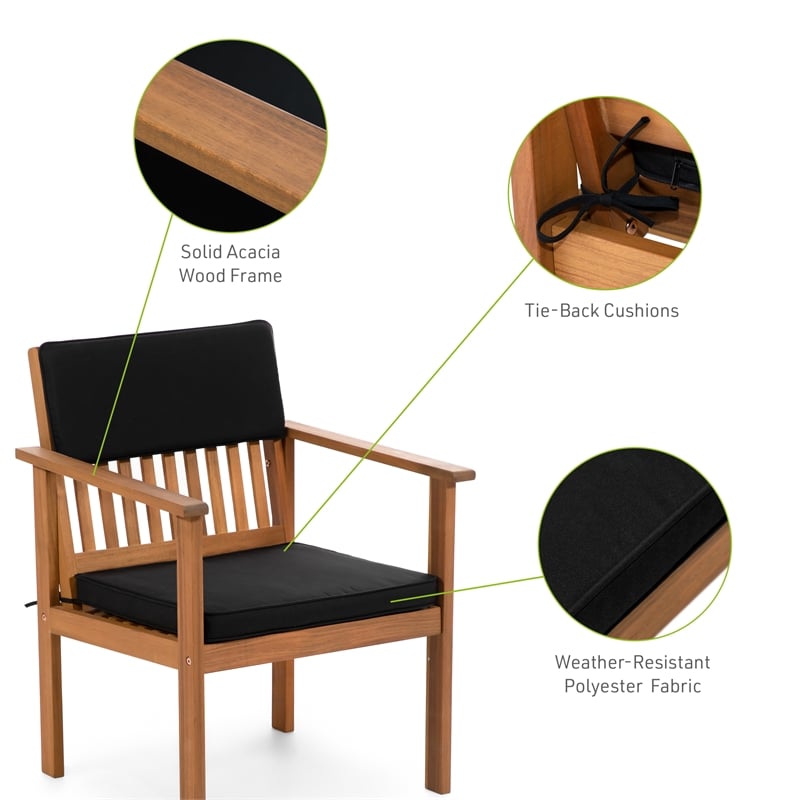 Greemotion Noto 3-Piece Outdoor Acacia Wood Bistro Set in Natural