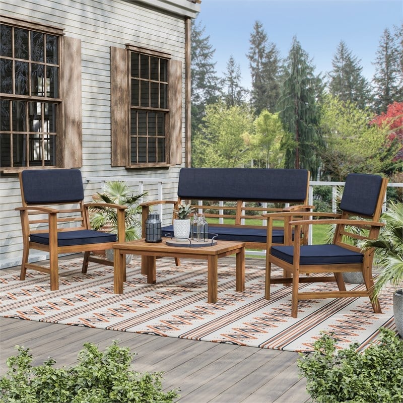 Greemotion Hana 4-Piece Outdoor Acacia Wood Sofa Set in Natural