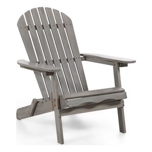 Greemotion Elk 34&quotW Outdoor Eucalyptus Wood Adirondack Chair in Gray